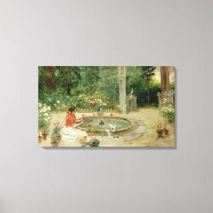 The Flower Garden, 1899 (olie op canvas) Canvas Afdruk
