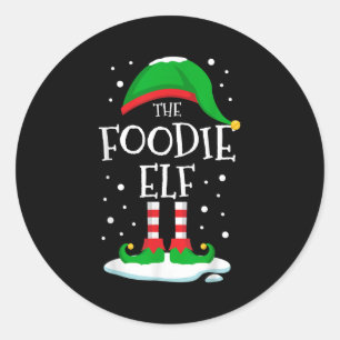 The Foodie Elf Christmas Family bijpassende kerstg Ronde Sticker