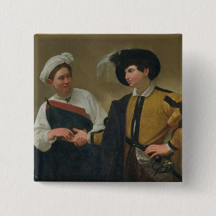 The Fortune Teller (La Buona Ventura), c.1594 Vierkante Button 5,1 Cm