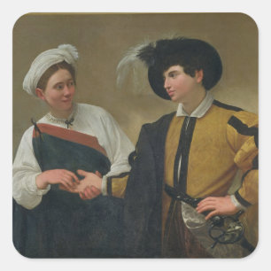 The Fortune Teller (La Buona Ventura), c.1594 Vierkante Sticker
