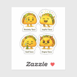The Four Moods of Tacos Funny Vinyl Sticker Sheet