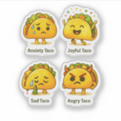 The Four Moods of Tacos Funny Vinyl Sticker Sheet (Devant)