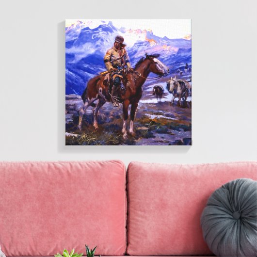 “The Free Trappers” door Charles M Russell Canvas Afdruk (Insitu (Woonkamer))