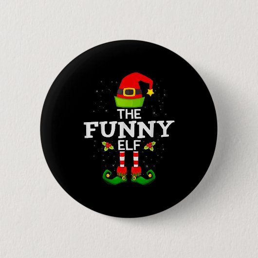 The Funny Elf Christmas Family Matching Pajama Ronde Button 5,7 Cm (Voorkant)