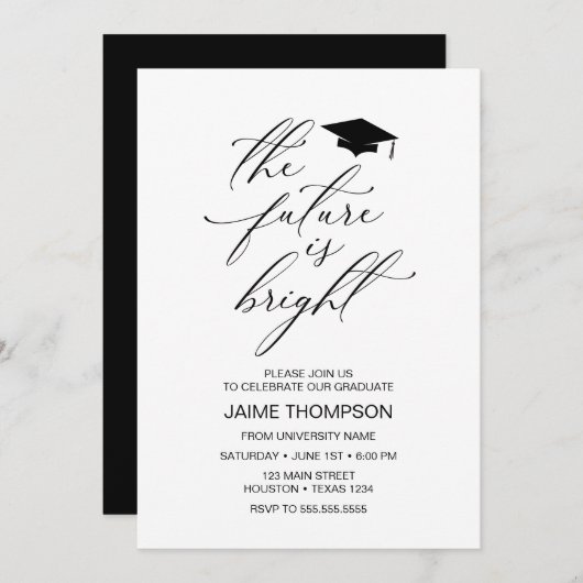 The future is bright Modern Graduation Invitation Kaart (Voorkant / Achterkant)