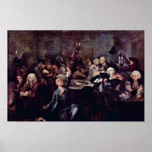 The Gambling Den " door Hogarth William Poster
