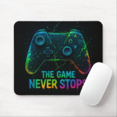 The Game Never Stops — Neon Gamer Controller Muismat (Met muis)