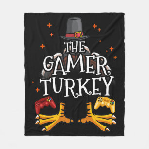 The Gamer Turkey Happy Thanksgiving Video Game Fun Fleece Deken