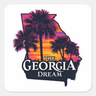 The Georgia Dream American Retro Summer Vierkante Sticker
