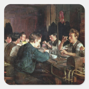 The Glass Blowers, 1883 (olie op canvas) Vierkante Sticker