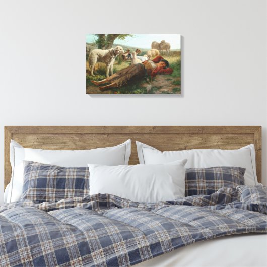 The Goatherder Girl's Siesta (door Carlo Ademollo) Canvas Afdruk (Insitu (Slaapkamer))