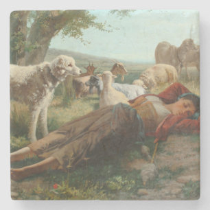 The Goatherder Girl's Siesta (door Carlo Ademollo) Stenen Onderzetter
