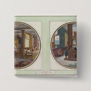 The Gobelins Workshop, 1840 Vierkante Button 5,1 Cm