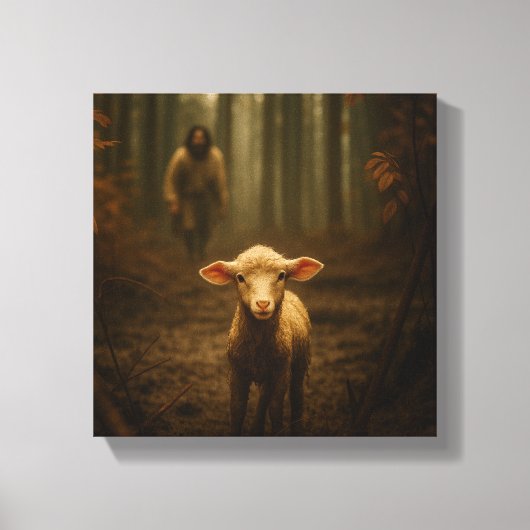 The Good Shepherd and the Lost Lamb – Jesus & Lamb Canvas Afdruk (Voorkant)