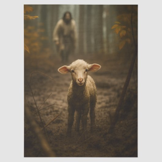 The Good Shepherd and the Lost Lamb – Jesus & Lamb Tissuepapier (Voorkant)