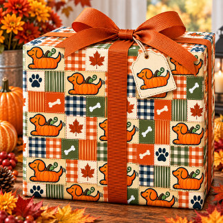 The Goodog™ Pompoen Patchwork Pup Cadeaupapier