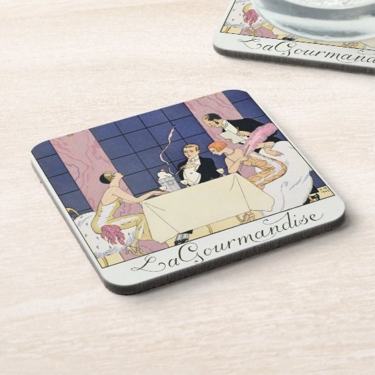 The Gourmands, 1920-30 (pochoir print) Drankjes Onderzetter (Linkerzijde)