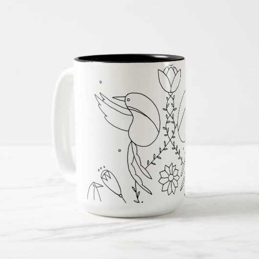 The Grasshopper - Sarah Fielke Bom 2018 Tweekleurige Koffiemok (Voorkant links)