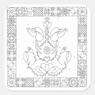 The Grasshopper - Sarah Fielke BOM 2018 Vierkante Sticker