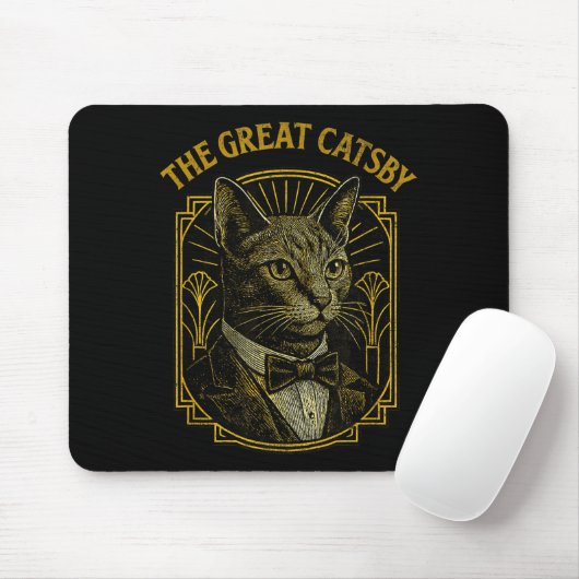 The Great Catsby Funny Retro Art Deco Cat Design Muismat (Met muis)