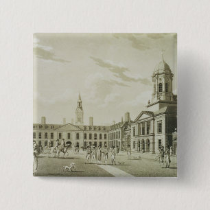 The Great Court Yard, Dublin Castle, 1792 (Engravi Vierkante Button 5,1 Cm