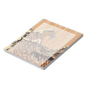 The Great Hokusai Wave Bamboo Wood Style Accent Notitieblok