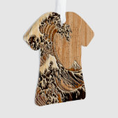 The Great Hokusai Wave Bamboo Wood Style Ornament (voorkant)