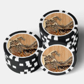 The Great Hokusai Wave Bamboo Wood Style Poker Chips (Opstapeling)