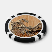 The Great Hokusai Wave Bamboo Wood Style Poker Chips (Enkel)