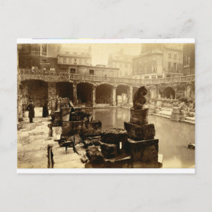 The Great Roman Bath, Bath (foto van B/w) Briefkaart