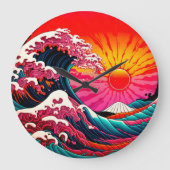 The Great SynthWave of Kanagawa Retro 80's Grote Klok (Voorkant)
