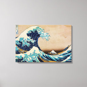 The Great Wave by Hokusai Japan Triple Panel Canvas Afdruk
