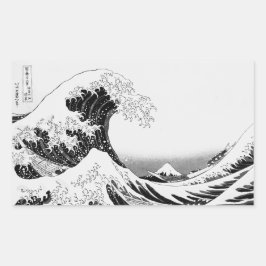 The Great Wave / High-contrast Black & White Rechthoekige Sticker