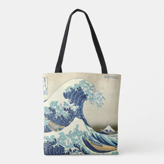 The Great Wave – Katsushika Hokusai – Custom Text Draagtas (Achterkant)