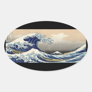 "The Great Wave" kopie van het origineel van Hokus Ovale Sticker
