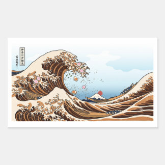 The Great Wave of Ramen - Funny Hokusai Ukiyo-e Pa Rechthoekige Sticker