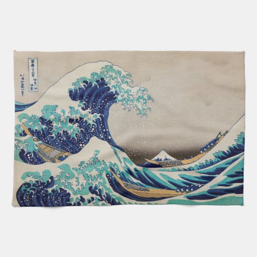 The Great Wave Off Kanagawa Japans Woodblock Theedoek (Horizontaal)