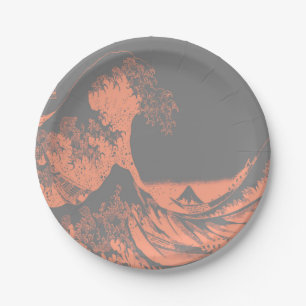 The Great Wave Paper Borden Peach & Grey Papieren Bordje