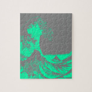 The Great Wave Seafoam Groen & Grijs Legpuzzel