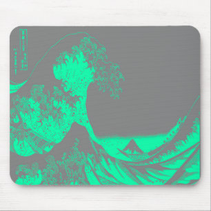 The Great Wave Seafoam Groen & Grijs Muismat