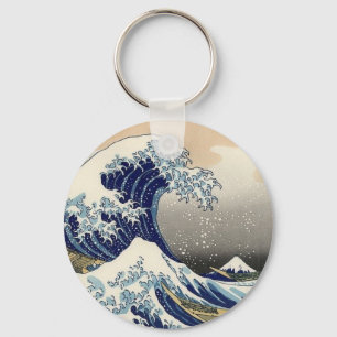 The Great Wave, van Hokusai, Fine Art Sleutelhanger