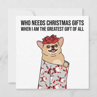 "The Greatest Gift" – Funny Dog Christmas Card Feestdagenkaart