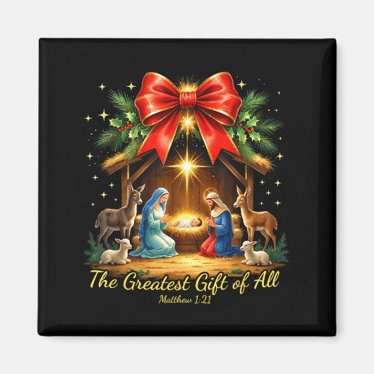 The Greatest Gift Of All Nativity Christian Christ Magneet (Voorkant)