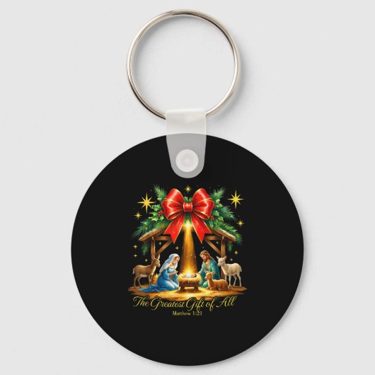 The Greatest Gift Of All Nativity Christian Christ Sleutelhanger (Voorkant)