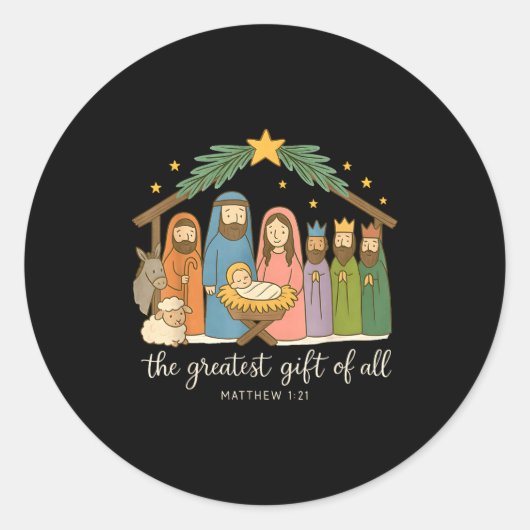 The Greatest Of All Nativity Jesus Christian Chris Ronde Sticker (Voorkant)