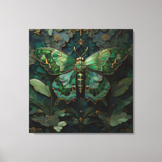 The Green Monarch - Butterfly Digital Art Canvas Afdruk (Voorkant)