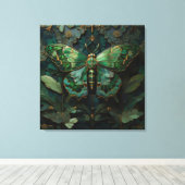 The Green Monarch - Butterfly Digital Art Canvas Afdruk (Insitu (Houten vloer))