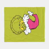 The Grinch in Pink Santa Hat Fleece Deken (Voorkant (Horizontaal))