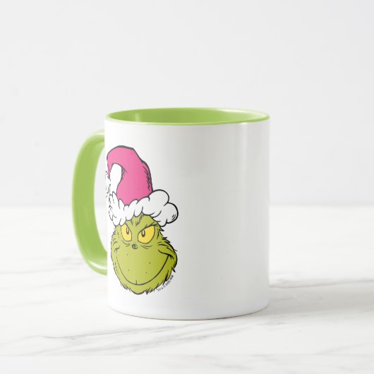 The Grinch in Pink Santa Hat Mok (Voorkant links)