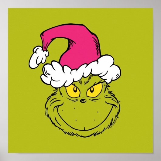 The Grinch in Pink Santa Hat Poster (Voorkant)
